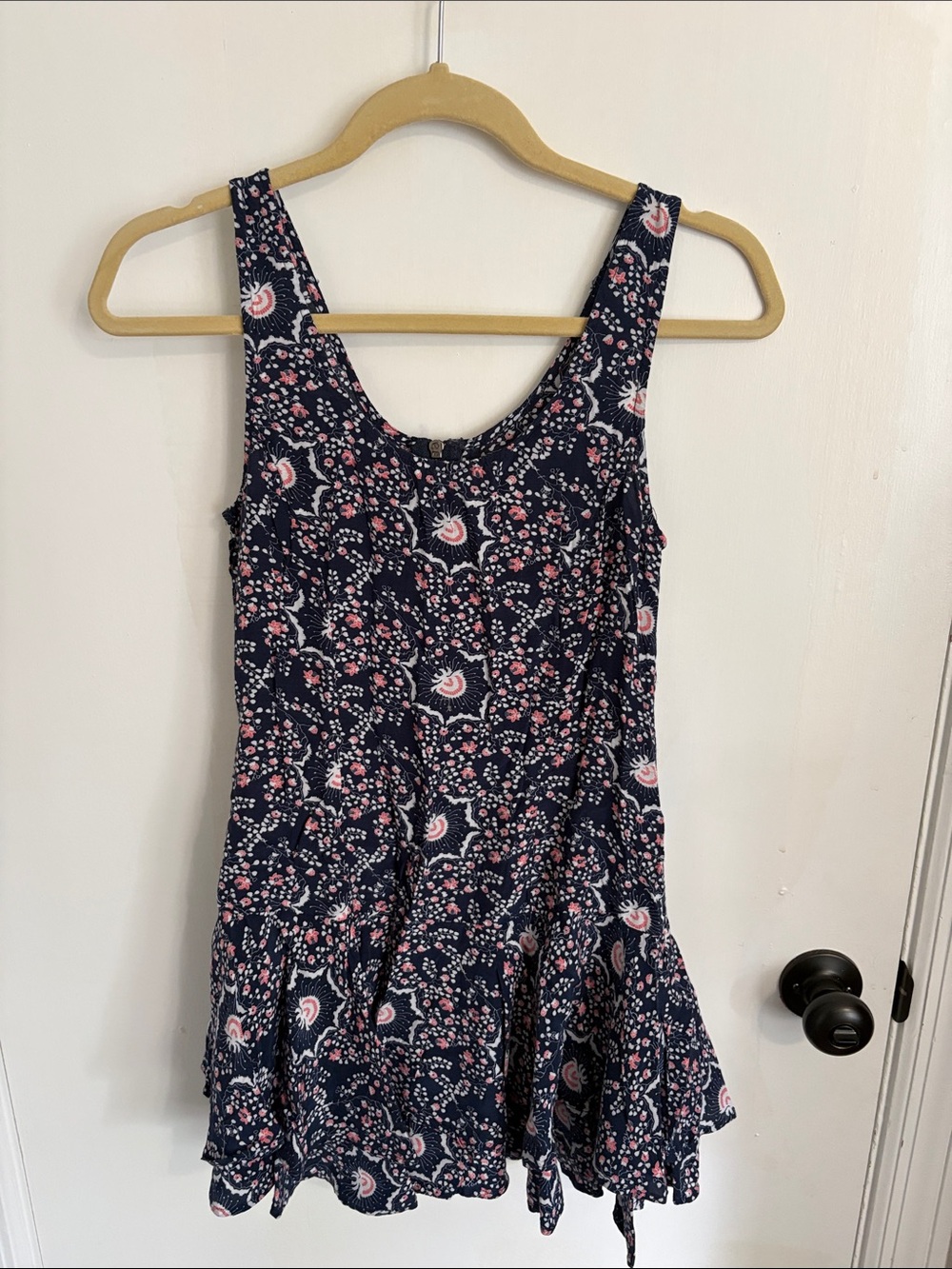 Free People Navy Floral Mini Dress with Pink Print Vintage